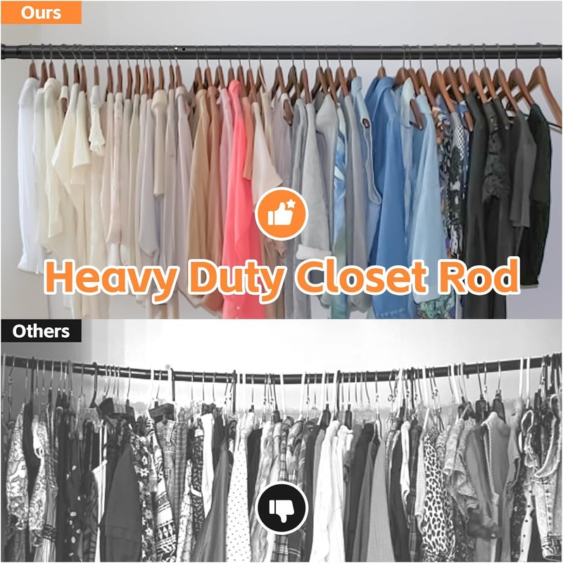 FactionGarden Closet Rods for Hanging Clothes, Heavy Duty Closet Rod 17-41 Inch Adjustable Clothes Hanging Bar Metal Shower Curtain Rods for Closet, Wardrobes, Bathroom, Windows - Image 2